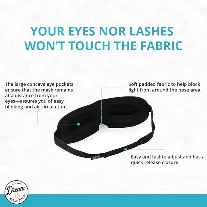 Wild Essentials Sweet Dreams Contoured Sleep Mask Kit with Travel Pouch and Earplugs Set ~ Pink