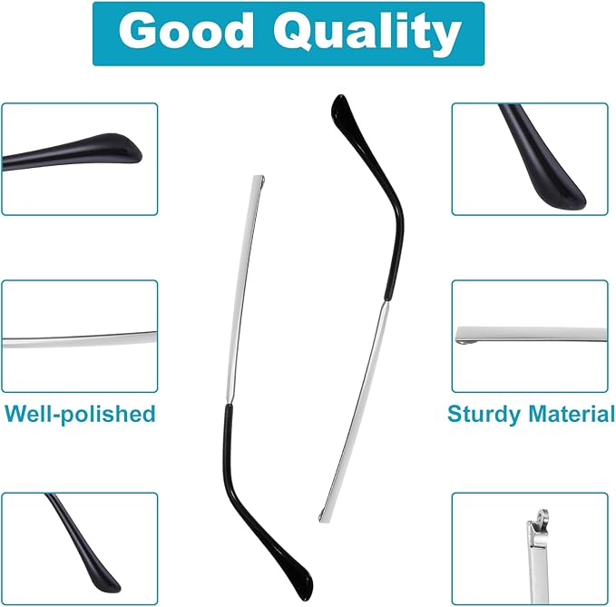 1 Pair Glasses Repair Kit with Screws Arm Replacement Sunglass Parts Arms Screw Glass Screwdriver Eyeglass Legs Temples(Silver)