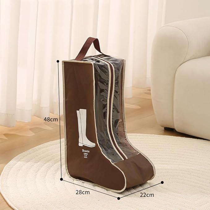 Travel Shoe Bags Tall/Short Boots Storage Bags Dust-proof Shoe Storage Organizer Shoe Pouch with Zipper for Travel and Daily (2 pack tall brown)