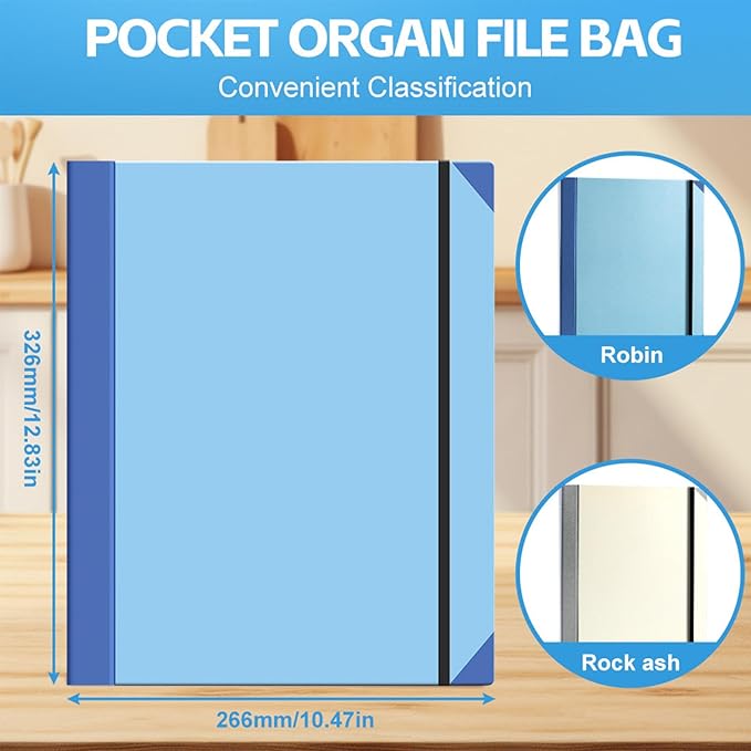 Document Organizer | Expanding File Folder for Important Papers, Passports, Birth Certificates | in Case If I Die File Folder | Ideal for Home Organization & Graduation Gift (Blue)