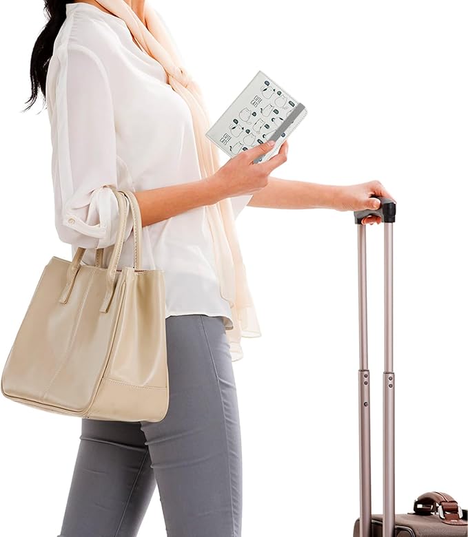 WALNEW Passport Holder for Travel, RFID Passport Cover Wallet for Women Men, PU Leather Passport Book Card Holder Case with Pen, Travelling Essentials for Flying