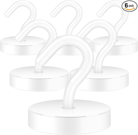 Neosmuk Magnetic Hooks, Cruise Ship Essentials, 100lb+ Heavy Duty Magnetic Hooks for Cruise Cabins, Refrigerator, Grill, Hanging, and Travel | Extra Strong Must-Haves Magnet Hook,White