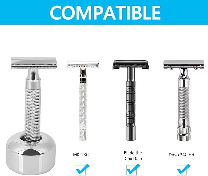 2 Pack Aluminum Alloy Razor Base, Safety Razor Alloy Stand for Bathroom Accessory, Desk Pen Holder Toothbrush Shaving Base