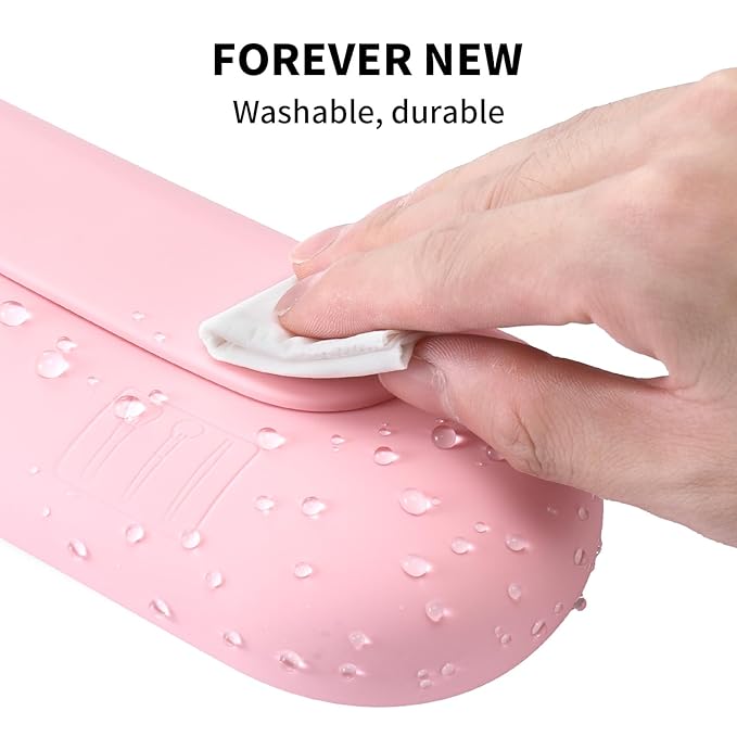 AGIKET Silicone Makeup Brush Holder Travel Cosmetic Bag: Soft Portable Cosmetic Face Brushes Holder with Upgraded Anti-Fall Out Magnetic Closure, Large Travel Makeup Brush Case - Pink