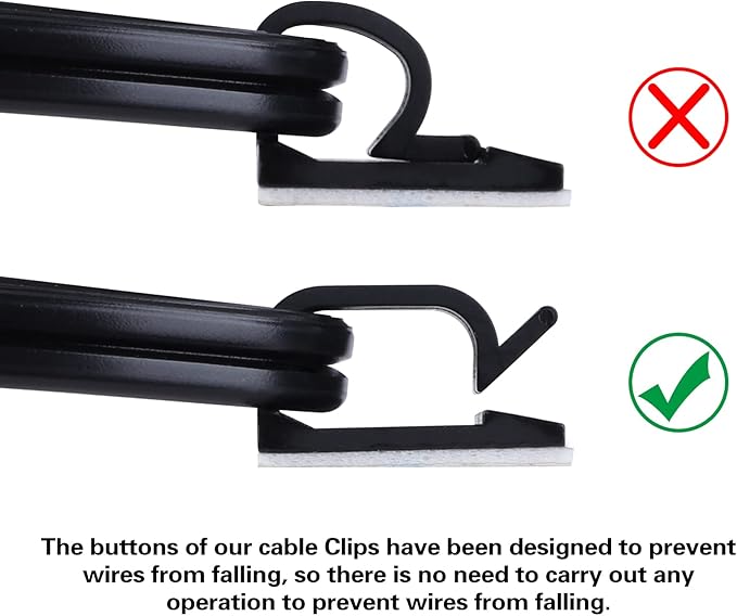 XHF 3/4” Adhesive Cable Wire Clips Black 120pcs, Cable Staples Outdoor Cable Management Wire Organizer Cord Holder for Under Desk, Car, Wall, TV PC Ethernet Cable