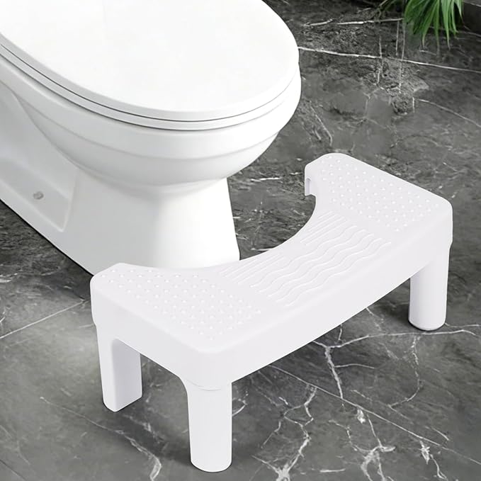 Resze Toilet Stool For Adults, 6.7" Squatting Potty, Non-Slip Bathroom Stool, Toilet Stool Squat Adult, Poop Stool For Bathroom,Portable Foot Rest For Travel, Adults, Seniors, Kids, Lightweight, White