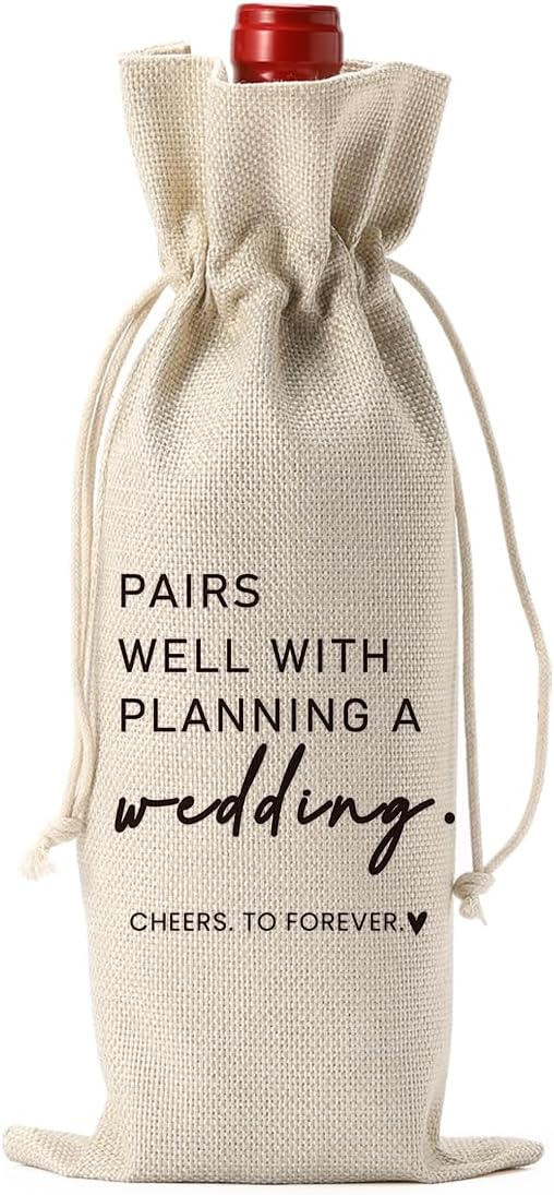 Engaged Engagement Bridal Shower Gifts for Couples Women Her Wedding Wine Bag Engagement Party Decorations for Bride Pairs Well With Planning Wedding Wine Accessory Sets