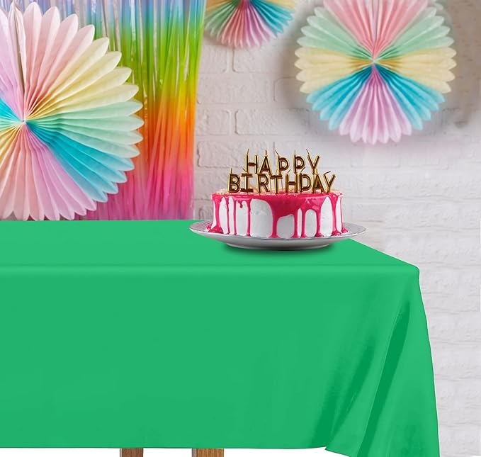 DecorRack 2 Rectangular Tablecloths BPA-Free Plastic, 54 x 108 inch, Dining Table Cloth, Rectangle Table Cover for Parties, Picnic, Camping and Outdoor, Disposable or Reusable, Green (2 Pack)