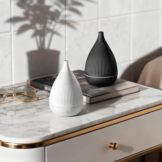 Ultrasonic Essential Oil Diffuser, Home Fragrance Aroma Diffuser with Auto Shut-Off, Color Change Night Light & Ultra-Quiet Operation, BPA-Free Portable Aromatherapy Humidifier for Home (White)