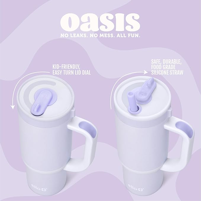 Ello Oasis 14oz Stainless Steel Toddler Tumbler with Handle & Retracting Straw, 100% Leakproof, Double-Wall Vacuum Insulated, Kids Water Bottle for School, BPA Free, Dishwasher Safe, Unicorns