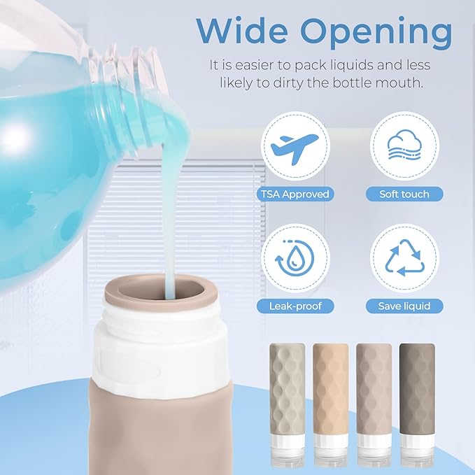 16pack Travel Bottles for Toiletries, TSA Approved Travel Size Containers Set, Leak Proof Refillable Liquid & Creams Toiletries Accessories Kit W/Toiletry Bag (Cream)