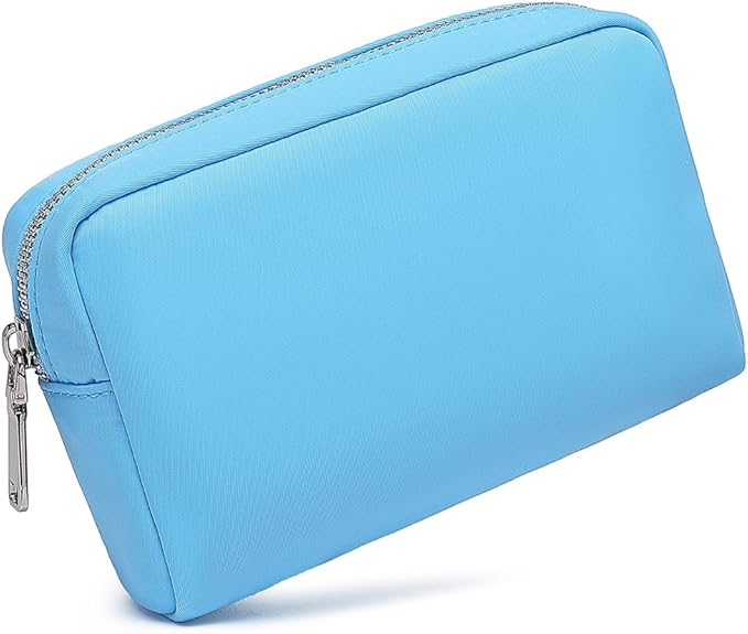 Waterproof Makeup Bag Large Capacity Women's Classic Black Wash Bag Adjustable Partition Wash Bag Brush and Cosmetic Carrying Bag… (Sky Blue)