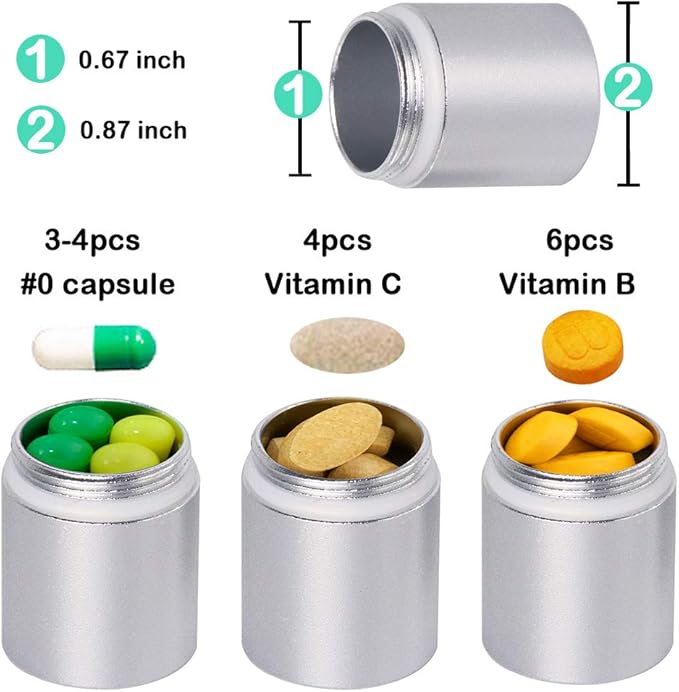 3 Packs Portable Keychain Pill Holder Case, EFFIET 3 Compartments Metal Pocket Emergency Pill Container Dispenser Box Outdoor Medicine Bottle Tin for Daily Supplyment (Mixed Color)