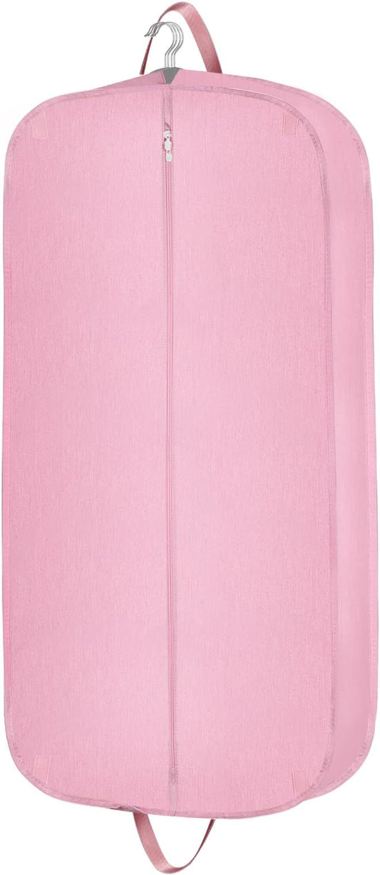 Limoomil Heavy Duty Waterproof Garment Bag for Travel, Tear Resistance Suit Bag for Women Travel for Suits, Tuxedos, Coats, Uniform. Pink, 42 inch…
