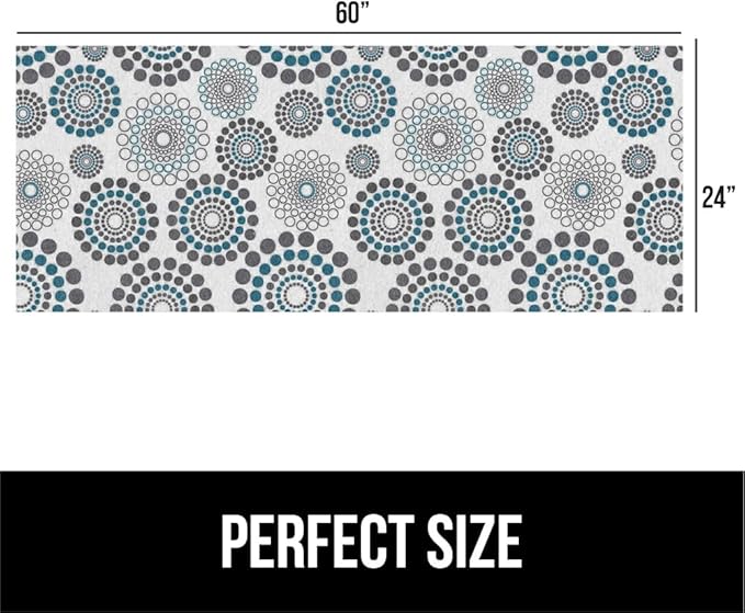 GORILLA GRIP LeakGuard Non-Adhesive Under Sink Mat for Kitchen Cabinet, 24x60, Waterproof Quick Dry Shelf Liner, Durable Absorbent Felt Mats for Bathroom Sink, Cabinets, Dresser, Spiral Gray Turquoise