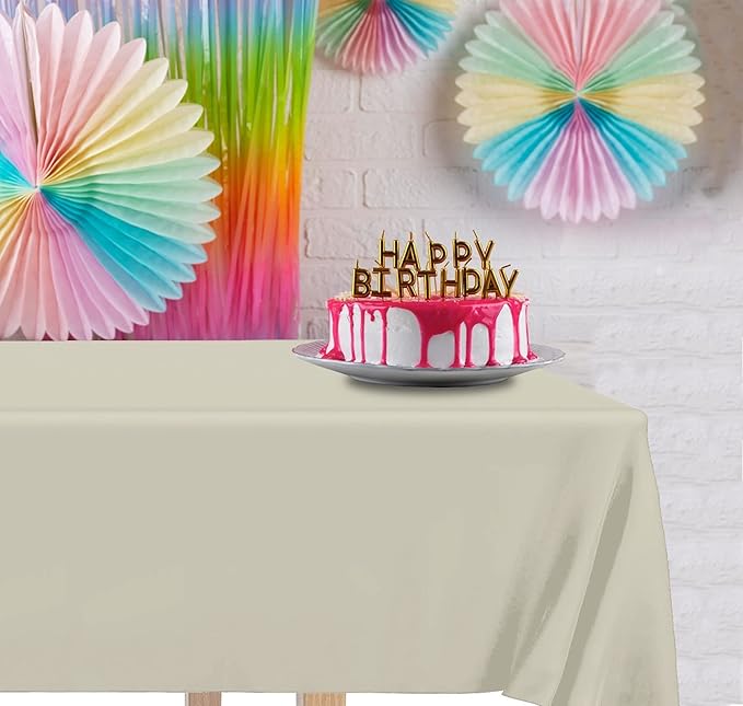 DecorRack 24 Pack Rectangular Tablecloths BPA-Free Plastic, 54 x 108 inch, Dining Table Cover Cloth for Parties, Picnic, Camping and Outdoor, Disposable or Reusable in Ivory (24 Pack)