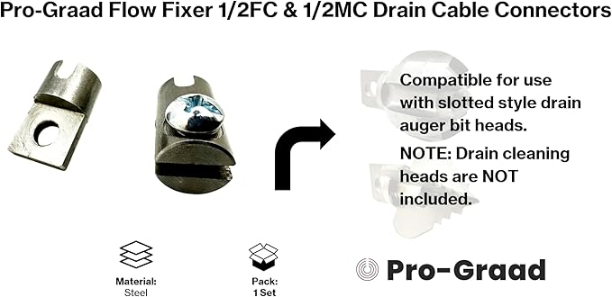 Flow Fixer 1/2” Slotted Drain Cleaner Cable Weld On Repair End, 1/2FC & 1/2MC MALE and FEMALE WELD-ON CABLE END REPAIR for 1/2" Cables. Fits All 1/2" O.D Cables, Hollow or Inner Core