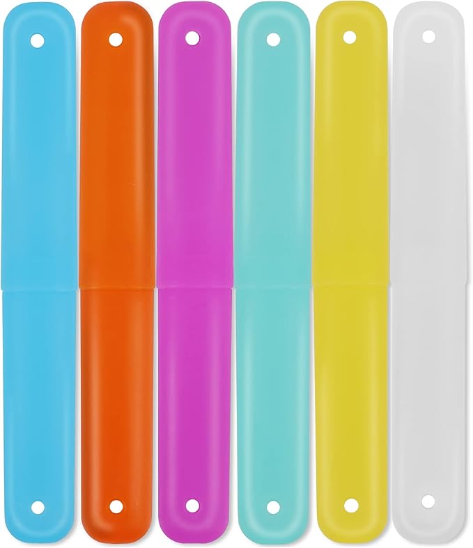 6 Pcs Travel Toothbrush Case Holder, Breathable Portable Toothbrush Container, Multiple Color Clear Toothbrush Holder for Home Trip Camping