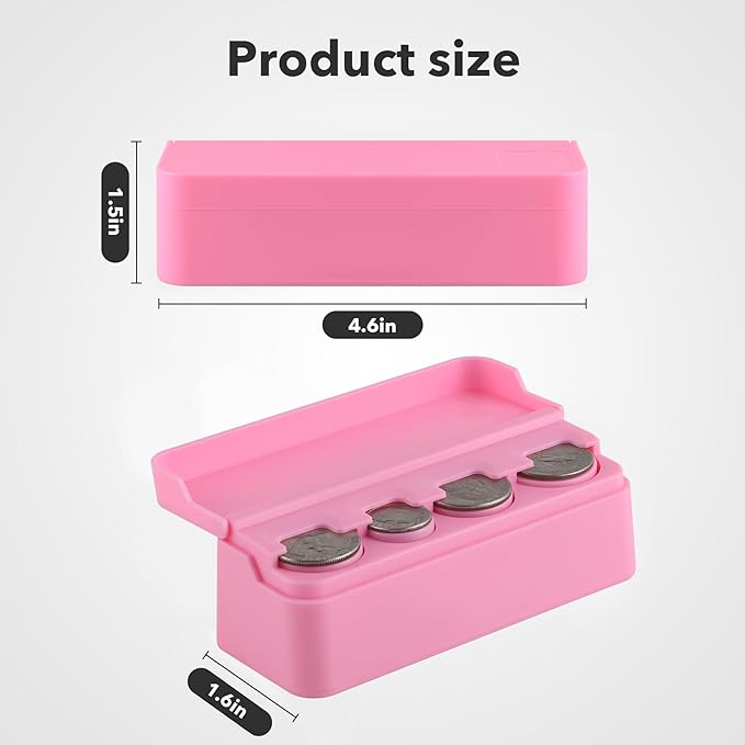 SINGARO Coin Holder for Car, Coin Change Organizer Compatible with Coins of Different Sizes, Dash-Mounted Holder Suitable for Most Cars, Trucks(Pink)