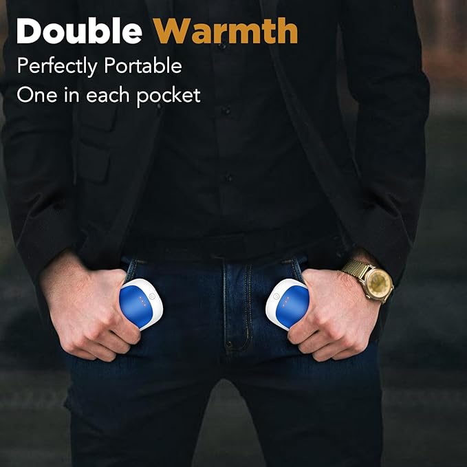 2 Pack Hand Warmers Rechargeable, Portable Electric Hand Warmers Reusable, USB 2 in 1 Handwarmers, Outdoor/Indoor/Warm Gifts for Men Women Kids