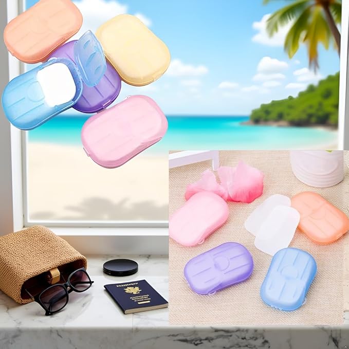 5 Boxes 500 Sheets Colorful Disposable Soap Paper Hand Cleaner Fragrance Mini Color for school Indoor, Outdoor, Travel, Camping Hiking，Paper Soap，Travel,Foot Hand Care