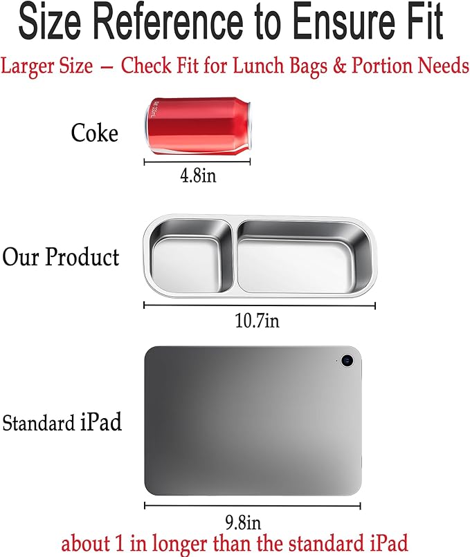 KTKUDY 3 Pack Stainless Steel Snack Containers for Kids & Adults - Leak-Proof 2-Compartment Stackable Snack Lunch Boxes for Daycare, School, Work & Travel