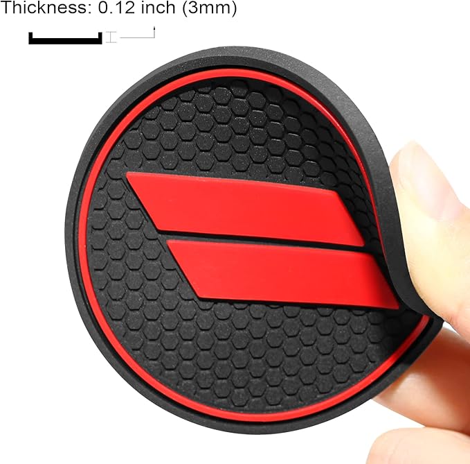 Center Console Mats for Durango Accessories 2014 2015 2016 2017 2018 2019 2020 Cup Holder Insert Coasters Custom Fit Cup Liners Pads Interior Decoration (Red Trim) - 5 Pcs Set