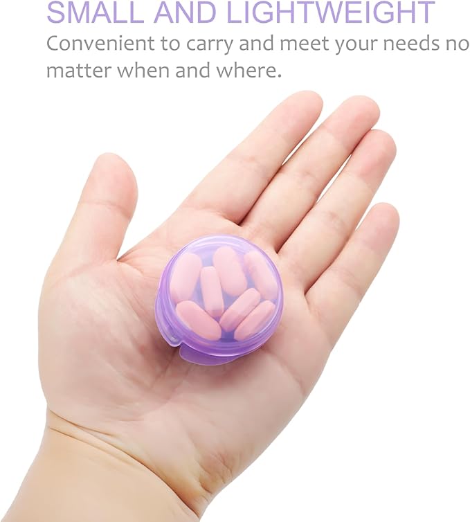 Small Pill Case for Purse Pocket (6 Pack), Double-Layer Pill Box, Portable Medicine Organizer Travel Pillbox, Cute Pill Container Holder,Multifunctional Mini Storage Box(Purple)
