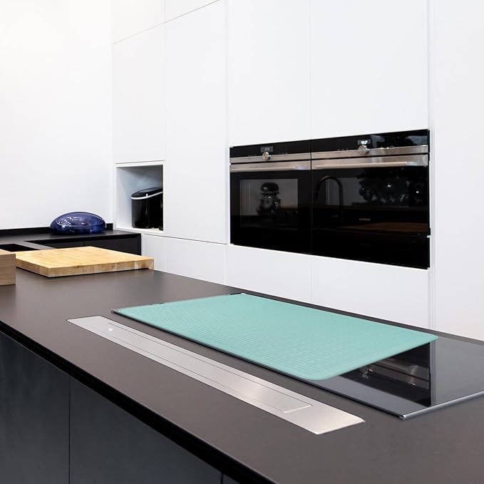 YUHFERA Stove Top Cover for Electric Stove - Silicone Stove Mat for Glass Top, Glass Cooktop Protector, XL Dish Drying Mats for Kitchen,Oven Covers for Electric Stove (Aqua,30 x 21)