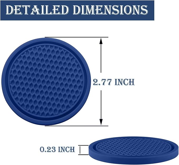 SINGARO Car Cup Coaster, 4PCS Universal Non-Slip Cup Holders Embedded in Ornaments Coaster, Car Interior Accessories, Grey Blue