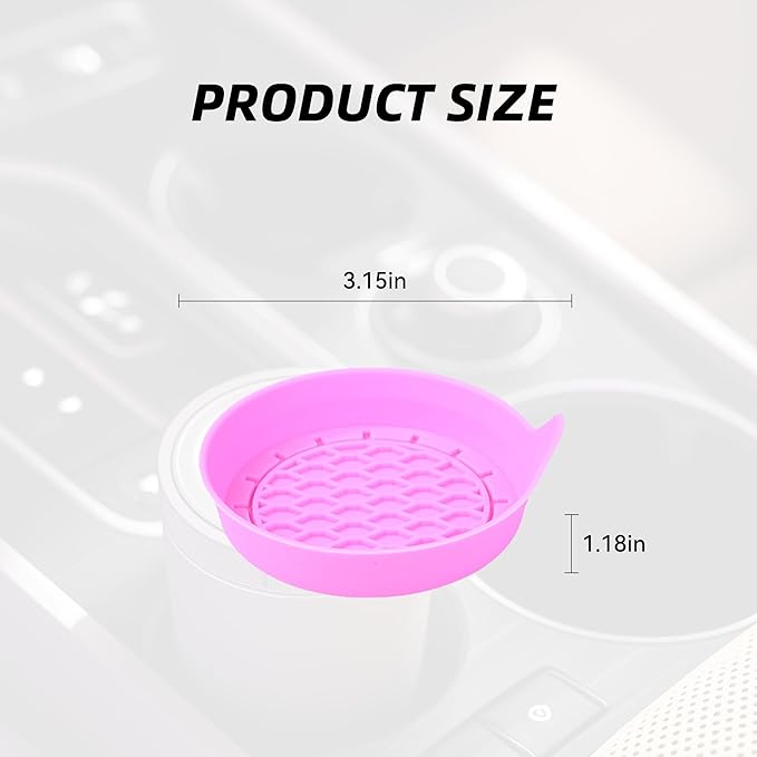 4PCS Car Cup Holder Coaster, Silicone Non-Slip Vehicle Cup Holder Insert Pads, Automotive Interior Insulation Drink Cup Mats Decor Accessories, Universal for SUV, Sedan, Truck (Pink)