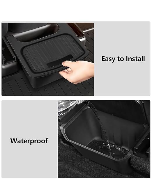 cybtkcar for Tesla Trash Can Model Y Refreshed Juniper Accessories 2020-2026 Rear Center Console Organizer Car Trash Can with Lid Model Y Backseat Storage TPE Under Seat Garbage Can 2nd Row Bin