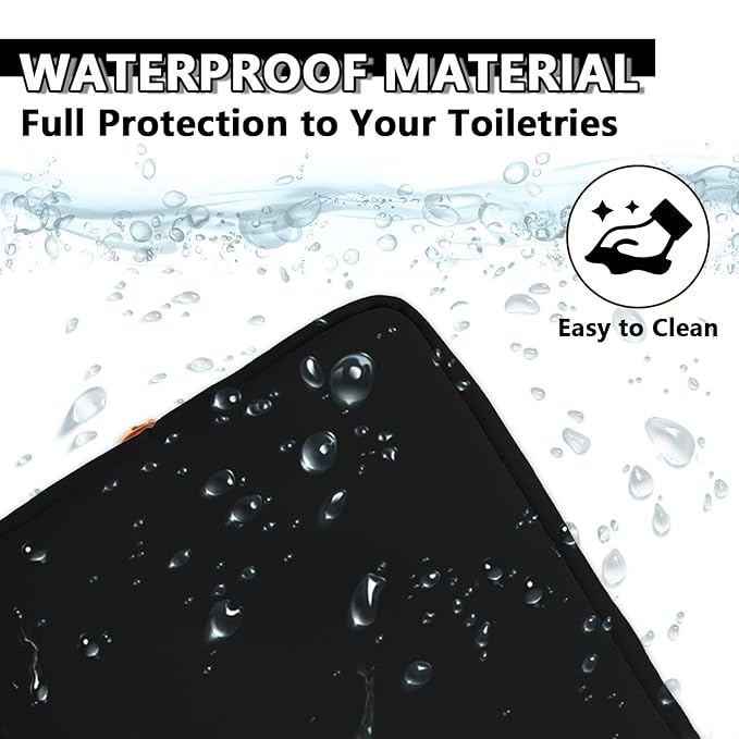 Waterproof Large Makeup Pouch,Nylon Women Travel Toiletry Storage Preppy Cosmetic Bag for Girls,Big Makeup Organizer Bag Cute Zipper Pouch for Sport Work Gift(Large-Black)