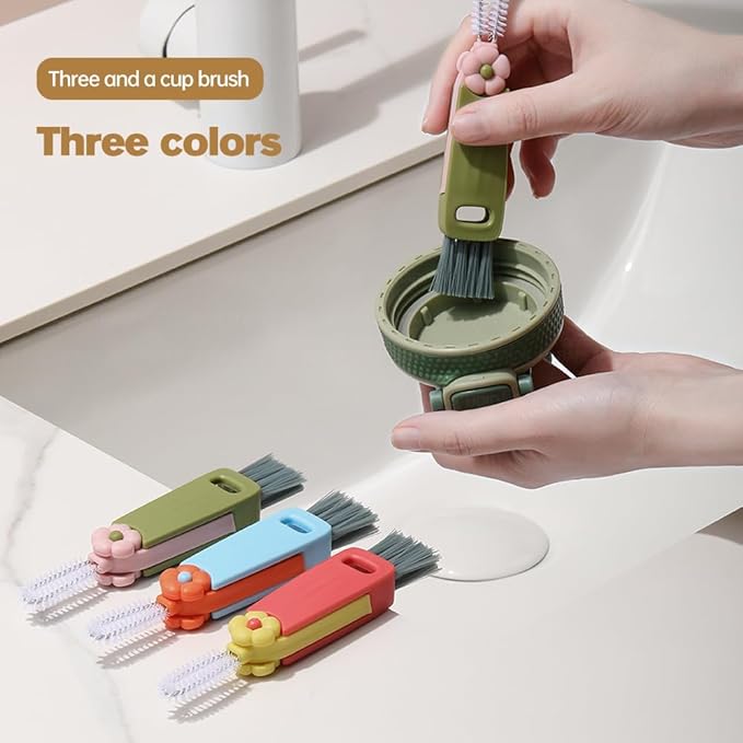 3 in 1 Cup Lid Cleaning Brush, Multifunctional Crevice Portable Cup Lid Cleaning Brush for Bottle Gap Tight Spaces Cup, Crevice Clean Brush for All Type Bottle (3PCS)
