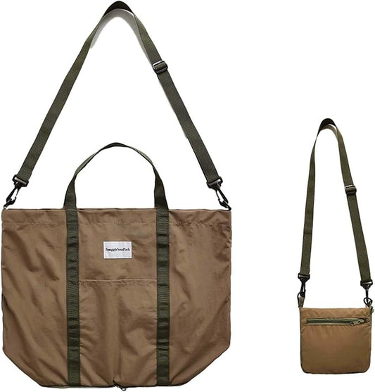 Foldable Travel Tote Bag, Water-Resistant Tote Bag with 3 External Mesh Pockets for Travel, Daily Use, Outdoor
