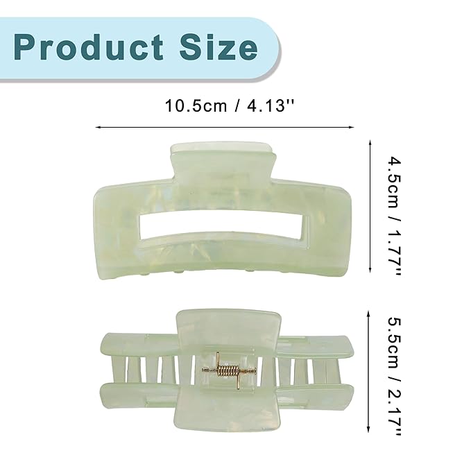 VOCOSTE Hair Caw Clips, Acetic Acid Hair Clips, Tortoise Hair Clips, Large Hair Claw Clips, Hair Barrettes for Women, Green