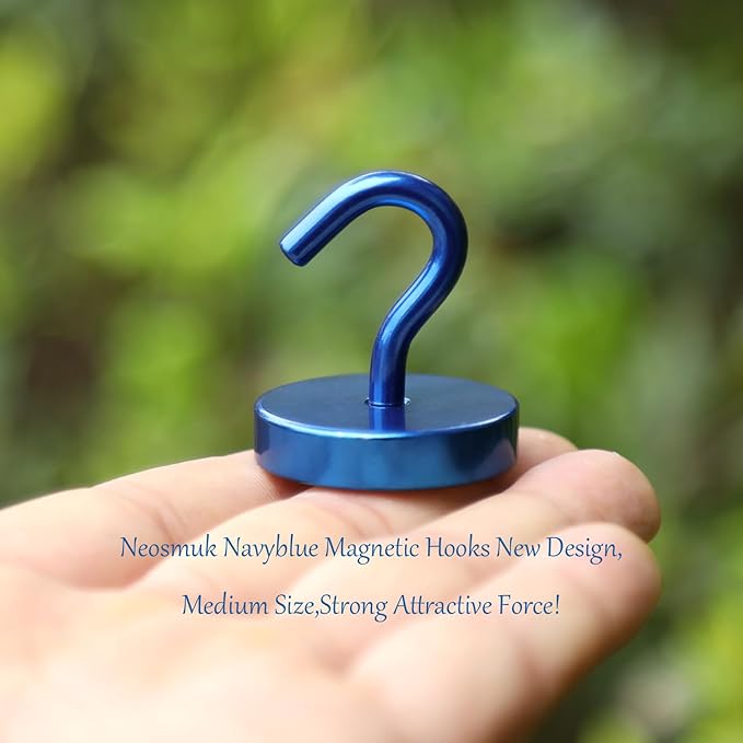 Neosmuk Magnetic Hooks, Cruise Ship Essentials, 120lb+ Heavy Duty Magnetic Hooks for Cruise Cabins, Refrigerator, Grill, Hanging, and Travel | Extra Strong Must-Haves Magnet Hook,Navyblue