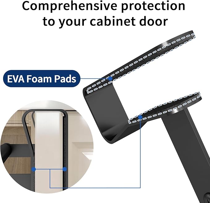 Over Cabinet Towel Holder, 2 Pack Over The Cabinet Doors Towel Rack Bars for Kitchen, Stainless Steel Dish Towel Holder (Black)