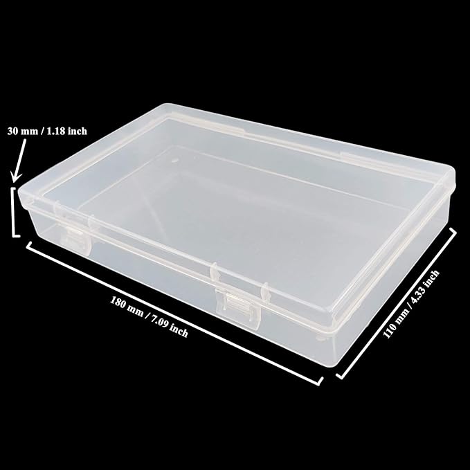 LJY 6 Pieces Rectangular Empty Mini Clear Plastic Organizer Storage Box Containers with Hinged Lids (7.1 x 4.3 x 1.2 inch, Transparent)
