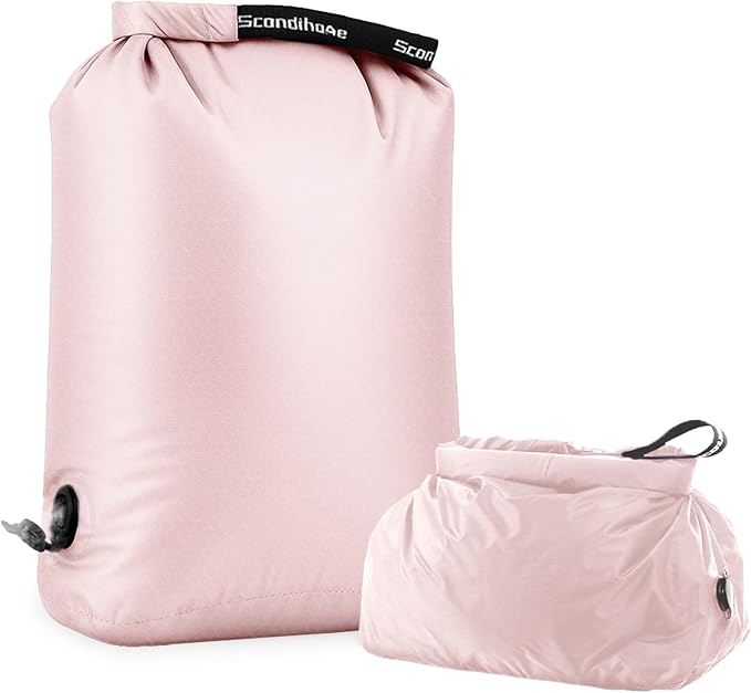 Travel Laundry Bag, Pump Free Vacuum Storage Bag Reusable Compression Dirty Clothes Travel Bag Waterproof Wet Dry Bags Large Capacity Space Saver Bags Camp Clothes Organizer (1 Pc)(Pink, M)