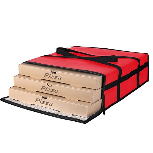 Insulated Pizza Delivery Bag for Carry Hot, 20" x 20" x 6" Carrier Warmer, Insulated Food Delivery Bag, Insulated Grocery Cooler Bags for Catering/Drivers, Commercial Food Warmers（Red, 1Pk）