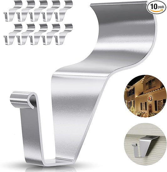 Antimbee Vinyl Siding Hooks Hanger, 10 Pack No-Hole Siding Hanging Hanger, Heavy-Duty Stainless Steel Siding Hooks for Hanging on Patio, Vinyl Siding Clips Applicable to Outdoor or Holiday Decoration