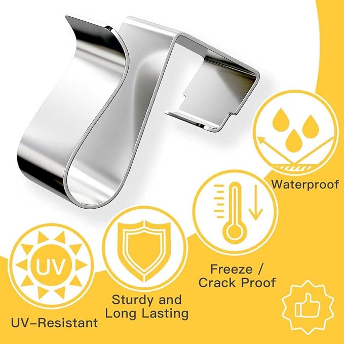 Gutter Clips for Hanging Outdoor Lights Christmas Light Gutter Clips for Outside String Lights Metal Weatherproof Gutter Light Clips for Xmas Halloween Outdoor Holiday Lights(50pcs)