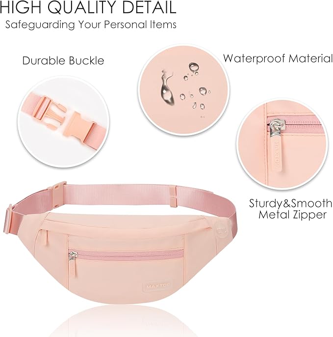 MAXTOP Large Crossbody Fanny Pack with 4-Zipper Pockets, Gifts for Enjoy Sports Festival Workout Traveling Running Casual Hands-Free Wallets Waist Pack Phone Bag Carrying All Phones