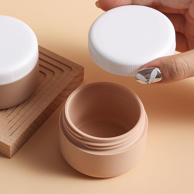 Travel Containers for Toiletries, Silicone Cream Jars BPA-Free, Leak-proof 2oz Travel Size Containers, Portable Size Silicone Jars with Lid for Cosmetic Face Hand Body Cream (4 Pack)