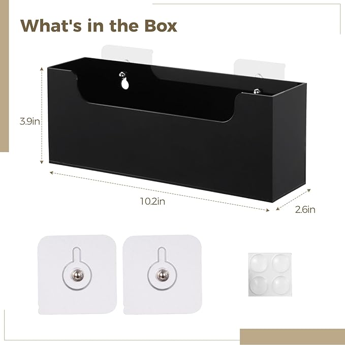 Homaisson Clear Acrylic Mail Holder Box for Desk or Wall Mount, Mail Organizer Countertop, Modern Wall Mounted or Tabletop Mailbox, Letter Storage Organizer Box (Black)