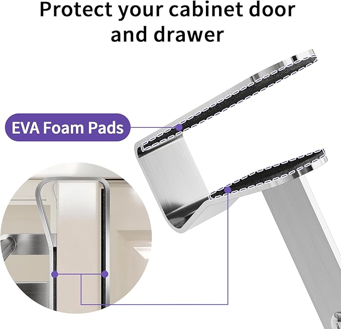 Over Cabinet Towel Holder, 2 Pack Kitchen Cabinet Door Towel Bar, Stainless Steel Over the Cabinet Dish Towel Rack for RV, Brushed Nickel