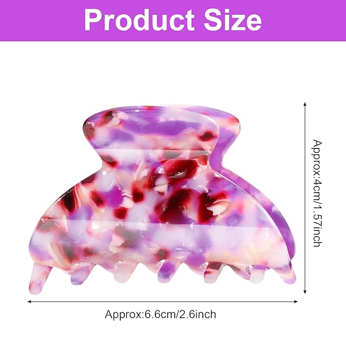 WILLBOND 6 Pieces Medium Hair Claw Clips for Thin Hair 2.6 Inch Tortoise Shell Clip Banana Jaw Hairpin French Style Barrettes Head Accessories for Women Girls(Cute Patterns)