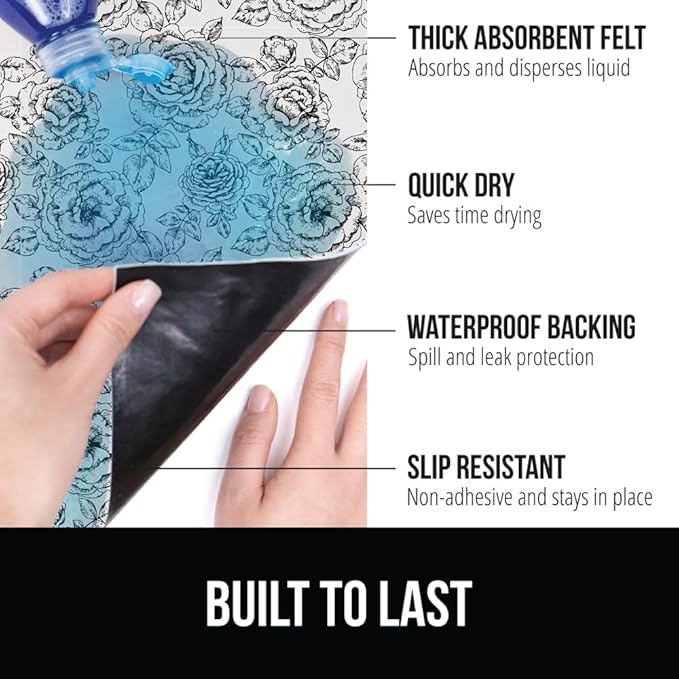 GORILLA GRIP LeakGuard Non-Adhesive Under Sink Mat for Kitchen Cabinet, 24x60, Waterproof Quick Dry Shelf Liner, Durable Absorbent Felt Mats for Bathroom Sinks, Cabinets, Dresser, Easy Trim, Gray