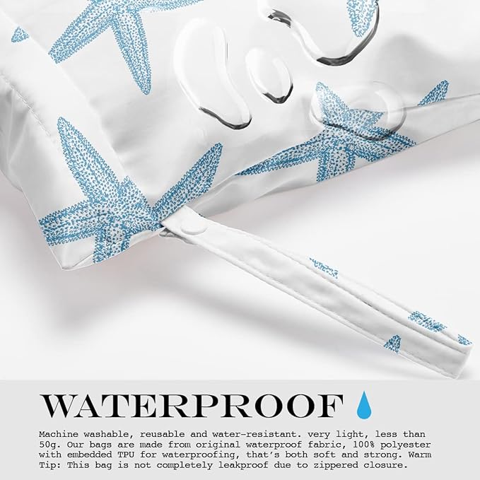 Wet Bag, Wet Dry Bag, Wet Bag for Swimsuit Travel Beach Pool Dirty Yoga Gym Clothes Makeup Bag Beach Wedding Supplies Waterproof Reusable Shell Pearl Starfish Gifts